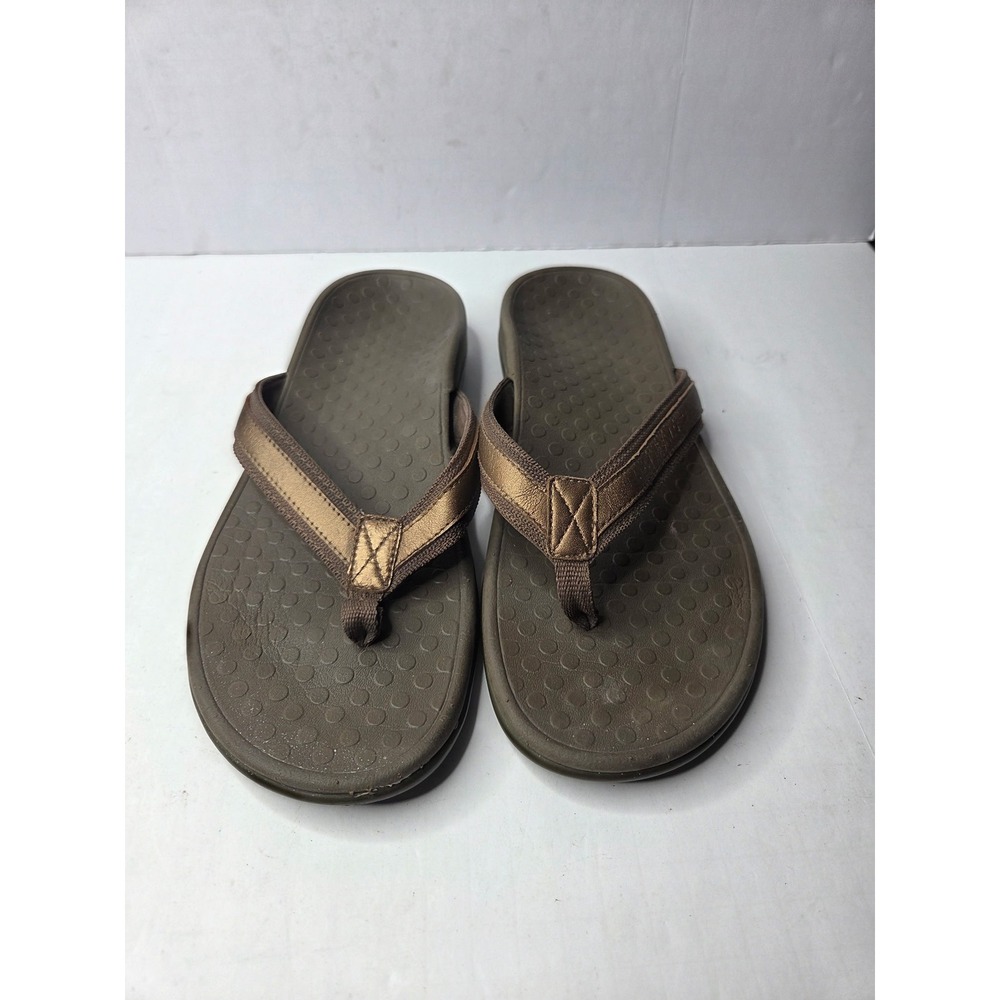 Vionic Mens Orthotic Flip Flop Sandals Bronze Brown VW1002 Size 10